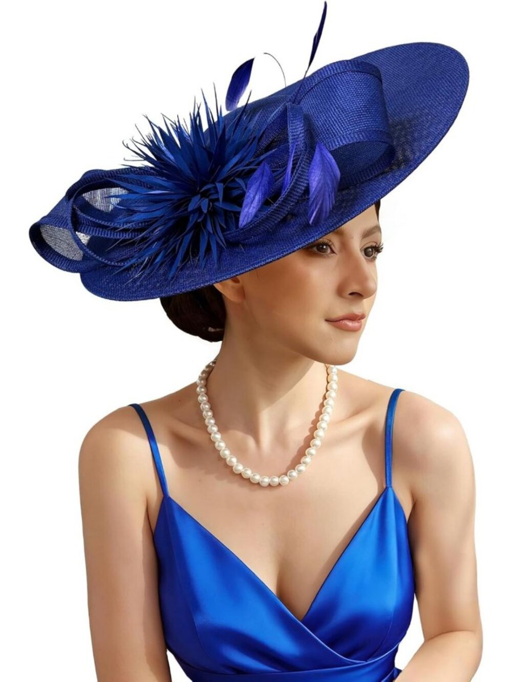 Elegant Flower Fascinator Hat with Mesh & Feathers for Weddings, Derby & Tea